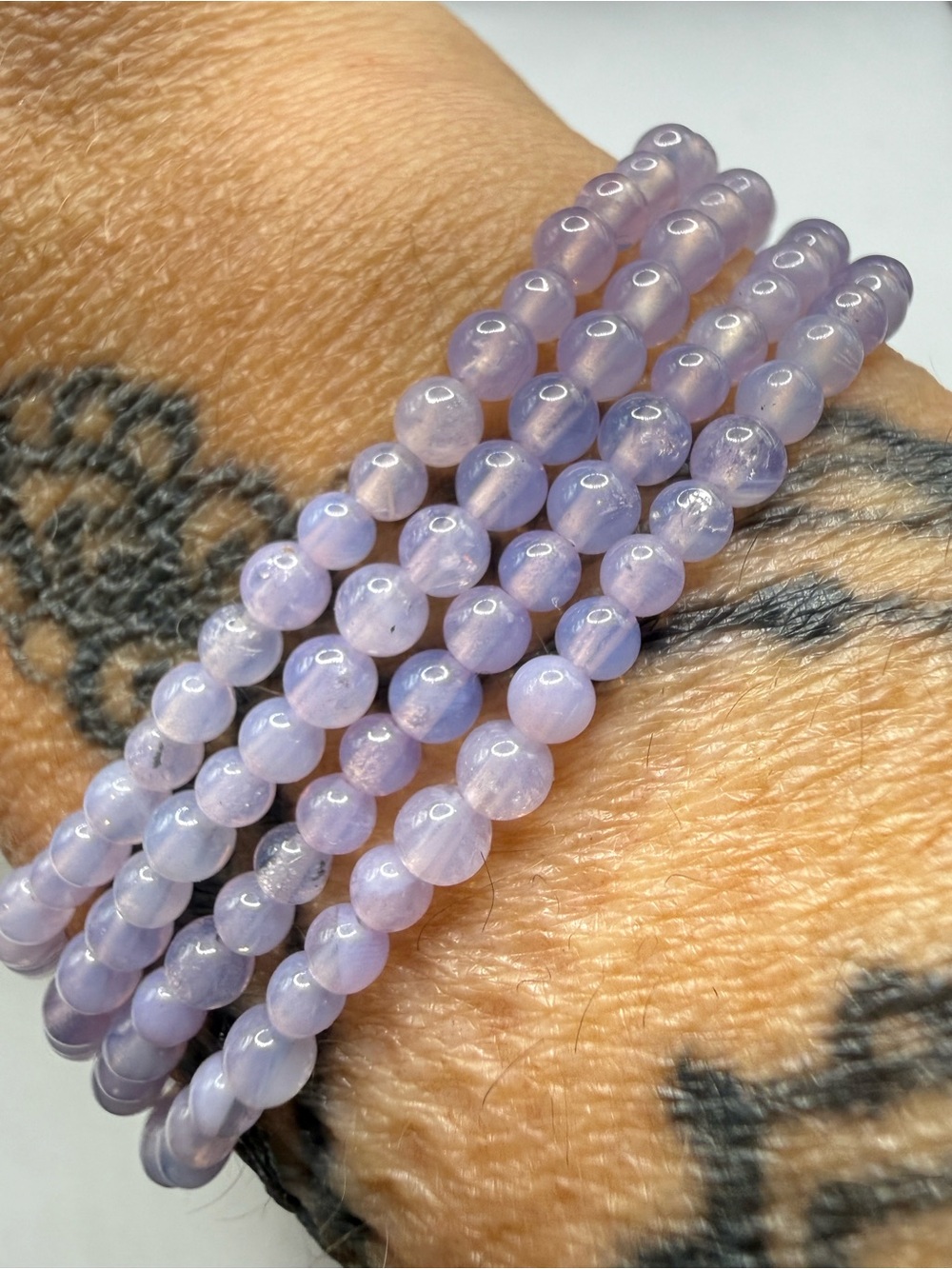 Lavender Moon Quartz 3mm Beaded Necklace or Wrap Bracelet